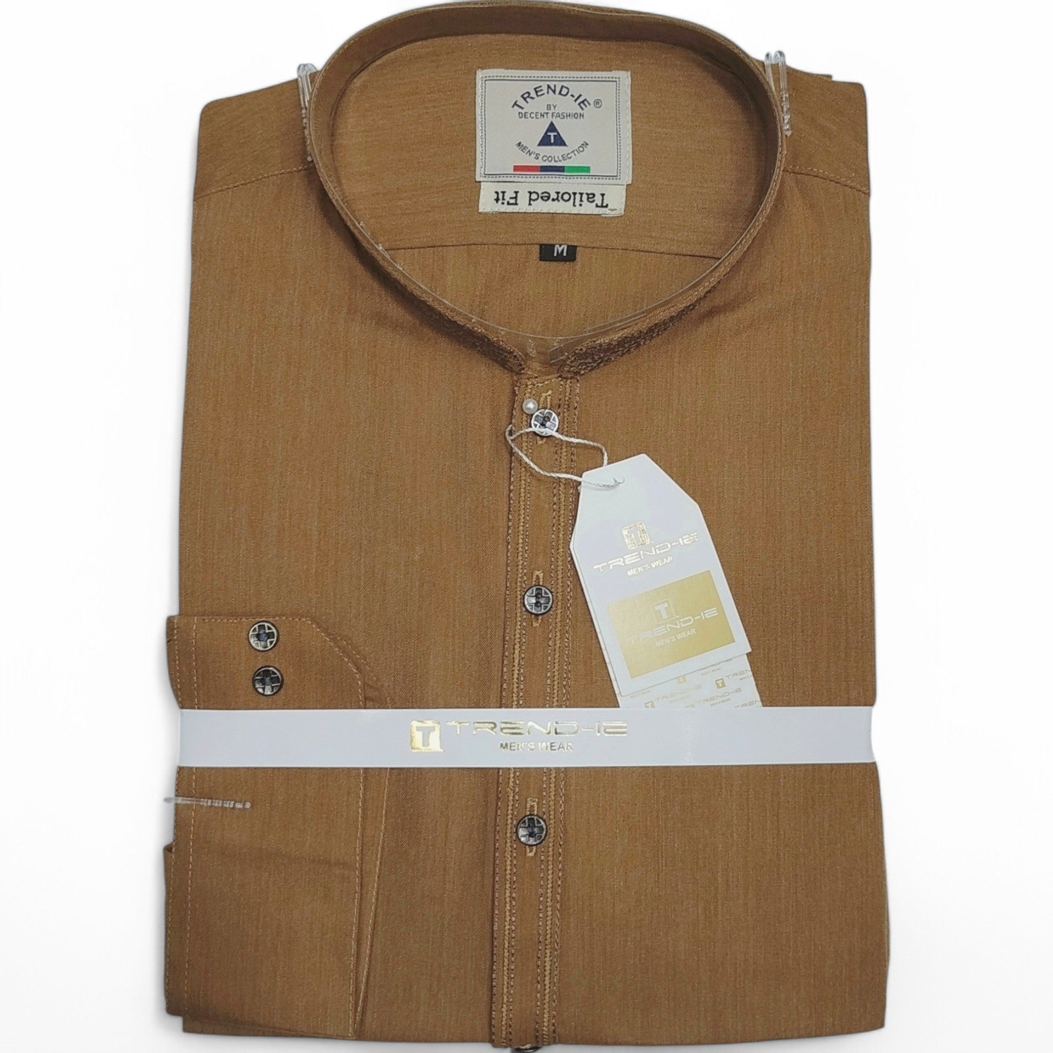 Men’s Embrioded Shalwar Qameez- Light Mustard -BC1007 - button & threads