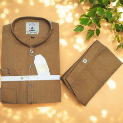 Men’s Embrioded Shalwar Qameez- Light Mustard -BC1007 - button & threads