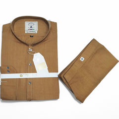 Men’s Embrioded Shalwar Qameez- Light Mustard -BC1007 - button & threads