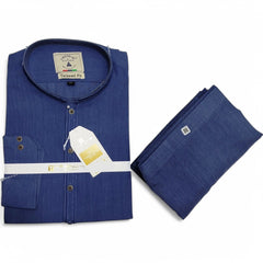 Men’s Embrioded Shalwar Qameez- Texture Blue-BC1003 - button & threads