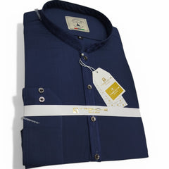 Men’s Embrioded Shalwar Qameez-Navy Blue BC1014 - button & threads
