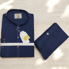 Men’s Embrioded Shalwar Qameez-Navy Blue BC1014 - button & threads