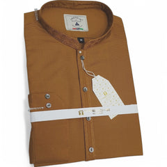 Men’s Embrioded Shalwar Qameez-Mustard Shamray -BC1010 - button & threads