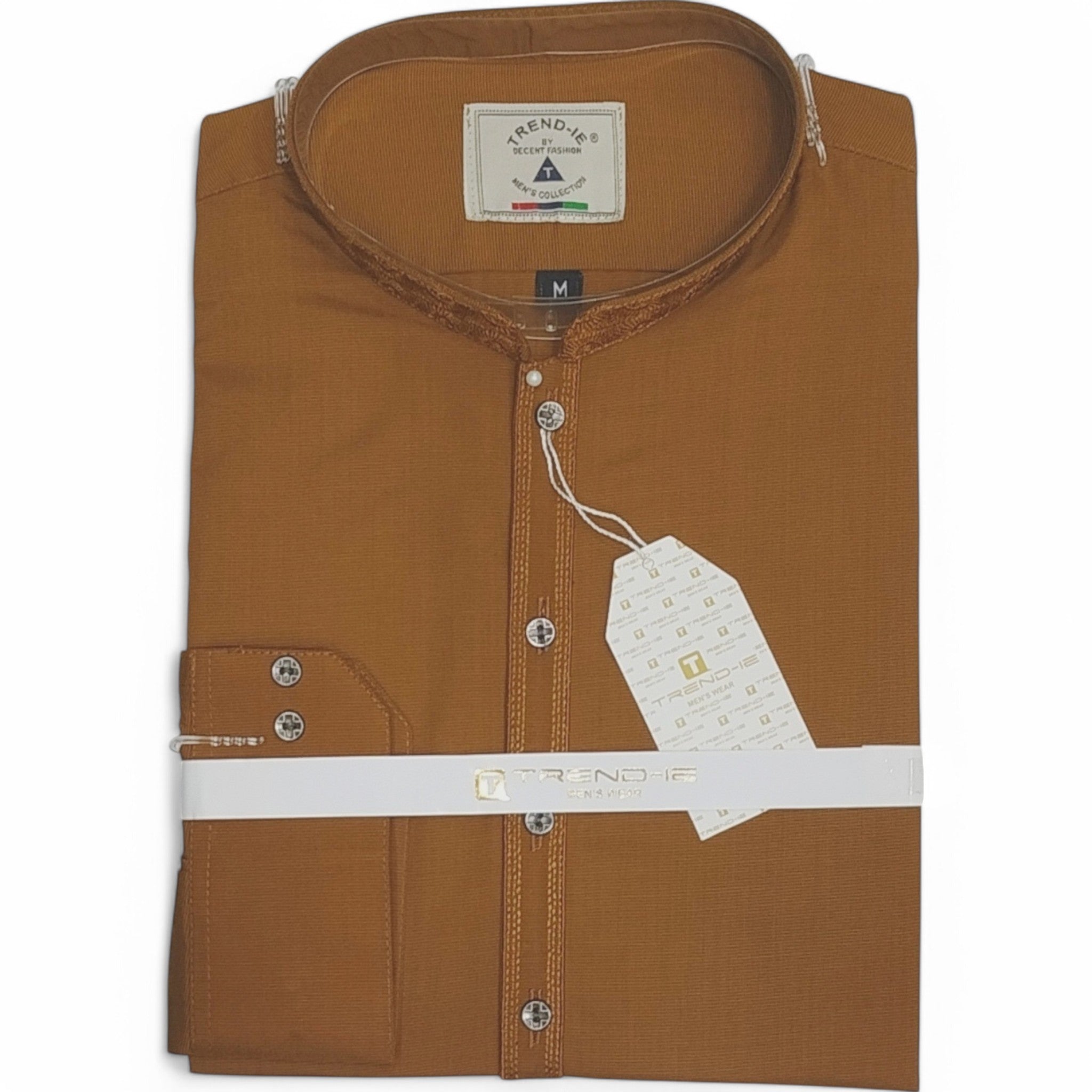 Men’s Embrioded Shalwar Qameez-Mustard Shamray -BC1010 - button & threads