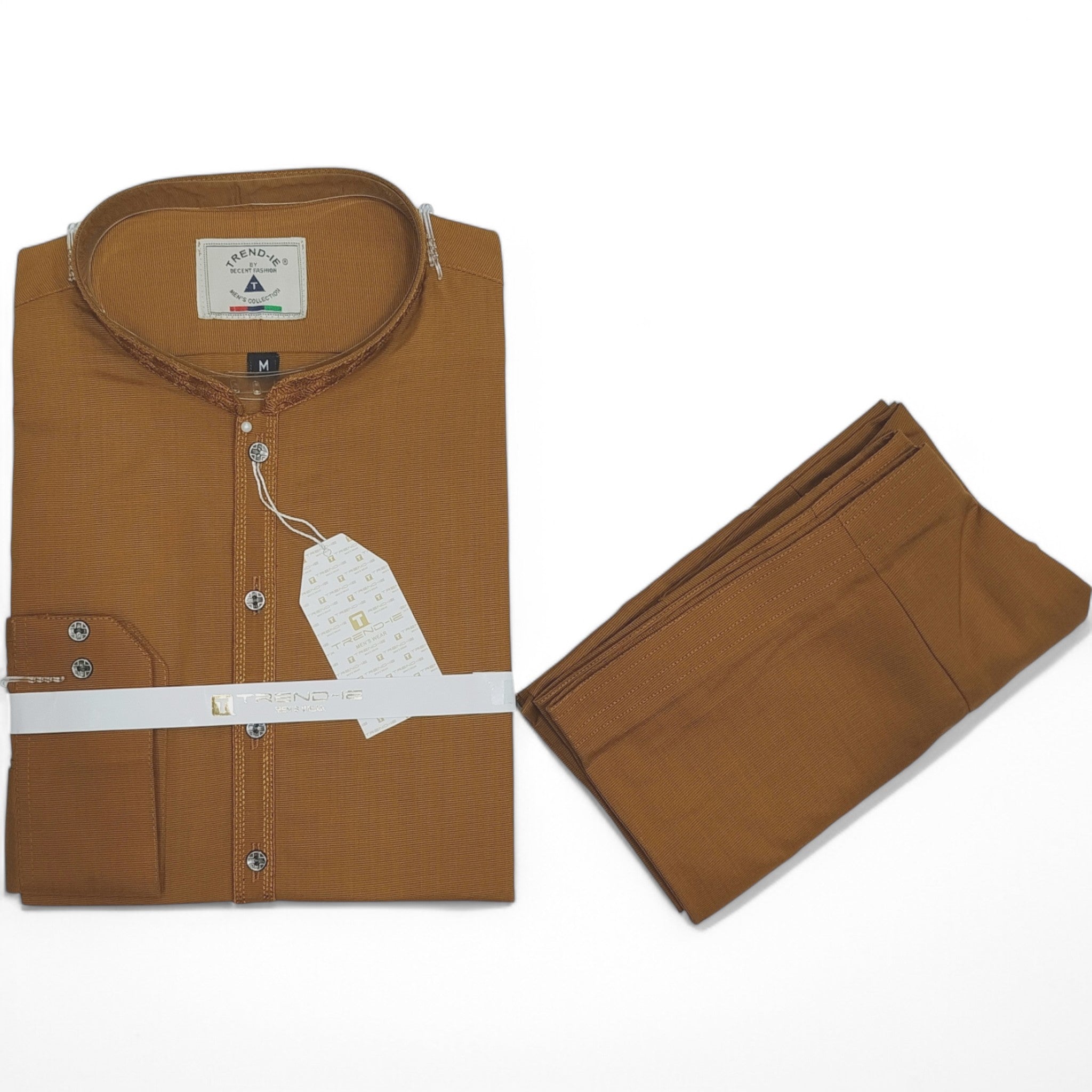 Men’s Embrioded Shalwar Qameez-Mustard Shamray -BC1010 - button & threads