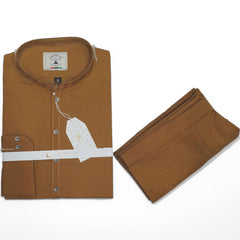 Men’s Embrioded Shalwar Qameez-Mustard Shamray -BC1010 - button & threads