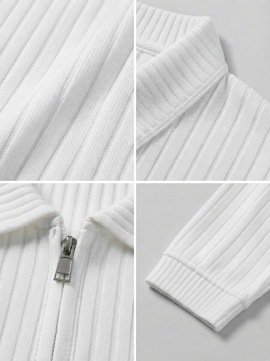 Men's Drop Needle Sweat Shirt-White