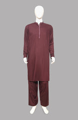 Men’s Embroided Shalwar Qameez- Mahroon - button & threads