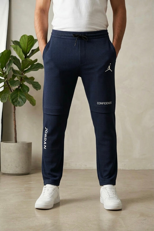 Button & Threads Men's Jordon Navy Blue Jacquard Trousers - button & threads