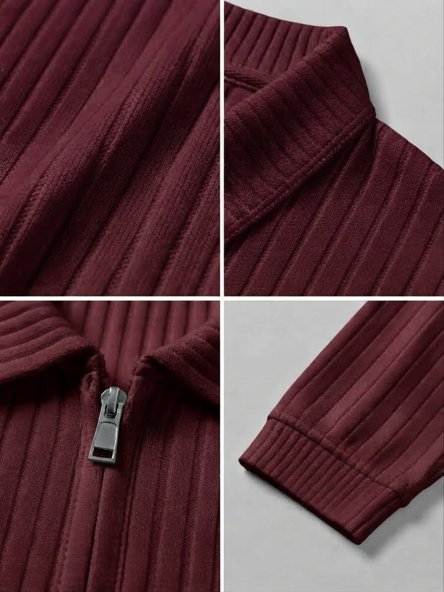 Men's Drop Needle Sweat Shirt-Mehroon