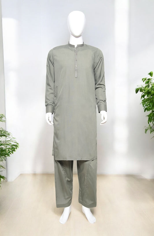 Men’s Embroided Shalwar Qameez Light-Green