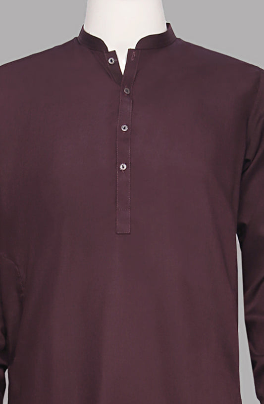 Men’s Plain Shalwar Qameez- Mahroon - button & threads