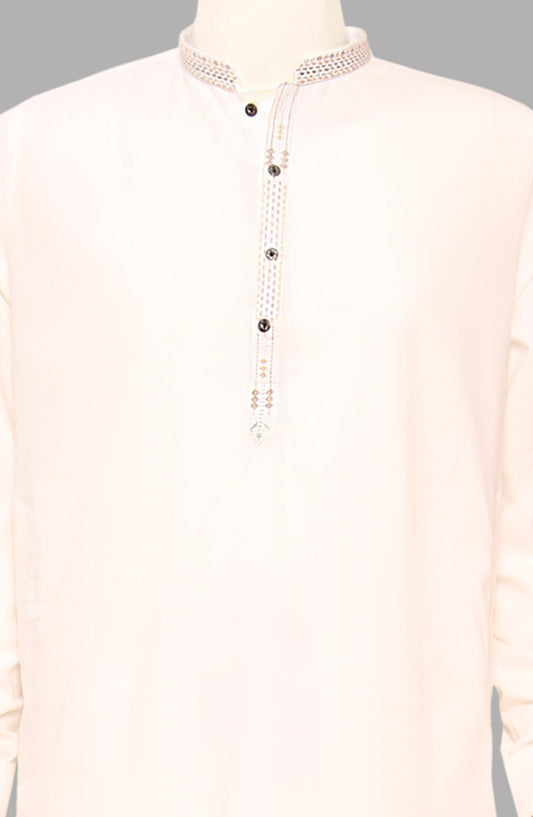 Men’s Embroided Shalwar Qameez-Off-White - button & threads