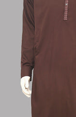 Men’s Embroided Shalwar Qameez D-Brown - button & threads