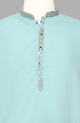 Men’s Embroided Shalwar Qameez-Sea Green - button & threads