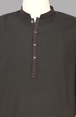 Men’s Embroided Shalwar Qameez Jet-Black - button & threads