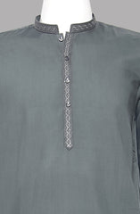 Men’s Embroided Shalwar Qameez-Grey - button & threads