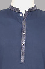 Men’s Embroided Shalwar Qameez-Navy - button & threads