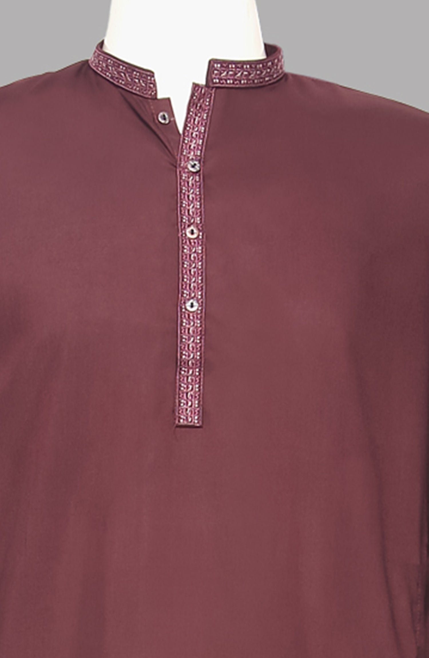 Men’s Embroided Shalwar Qameez- Mahroon - button & threads