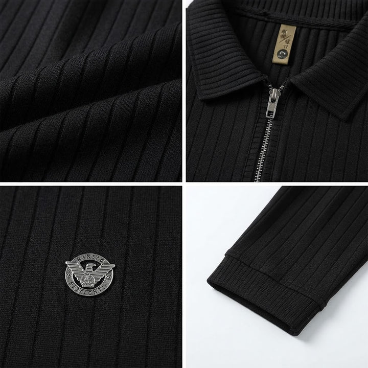 Men's Drop Needle Sweat Shirt-Jet Black