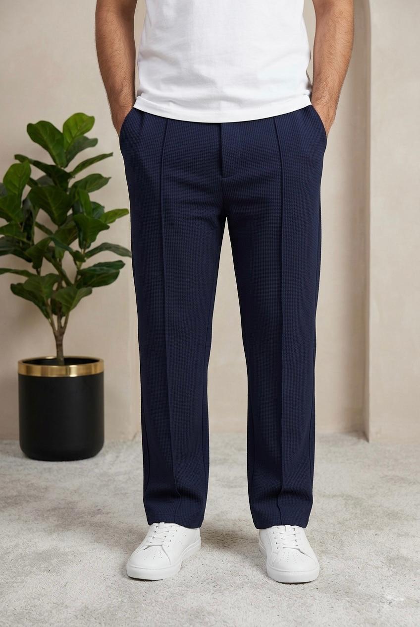 Men's Baggy Trouser-Navy Blue - button & threads