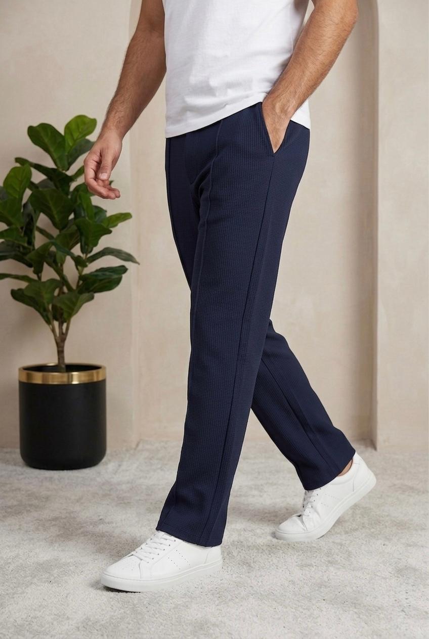 Men's Baggy Trouser-Navy Blue - button & threads