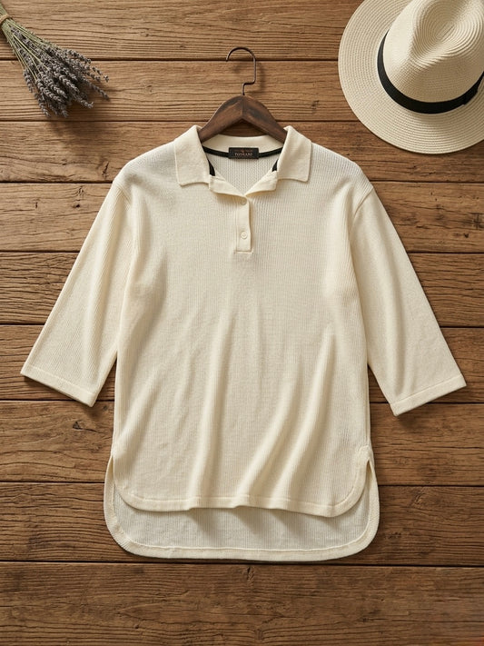 Woman Premium Tops-Cream - button & threads