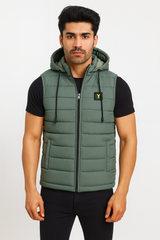 Button & Threads™ Unisex Sleeves Less Silver Grey With Badge  Puffer Jacket - button & threads