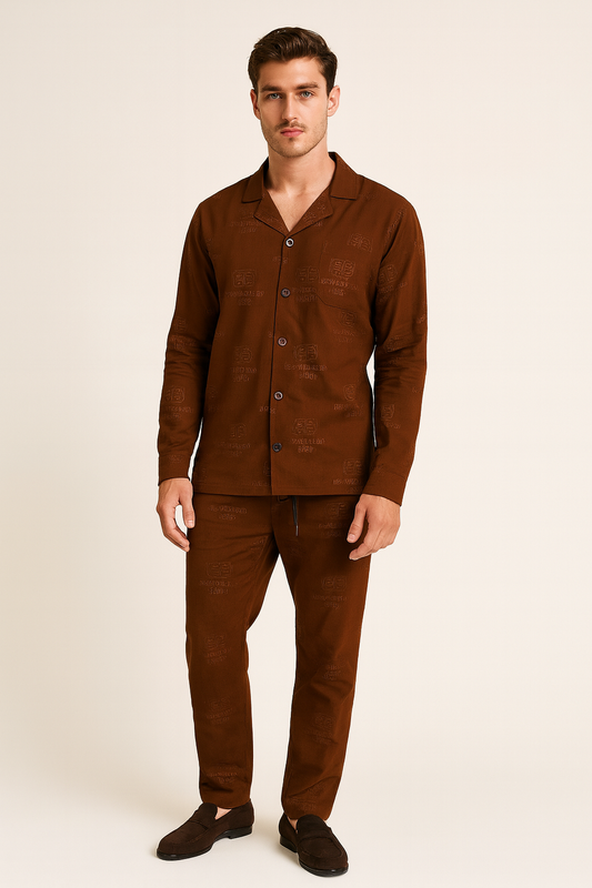 Men China Cotrai Safari Suit- Brown -Paris
