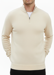Old Money Men's Zipped Off White Textured Sweat Shirt - button & threads