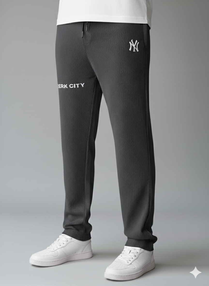 Men's Imported NY Dark Grey Jacquard Trousers - button & threads