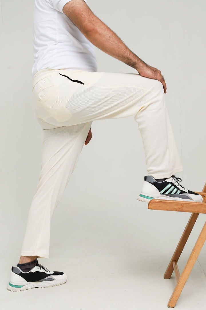Button & Threads Men's Cream Jacquard Trousers - button & threads