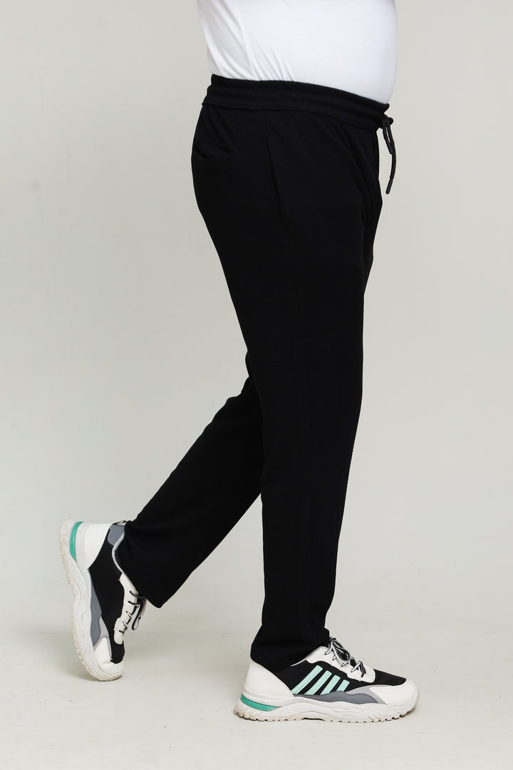Button & Threads Men's Jet Black Jacquard Trousers - button & threads