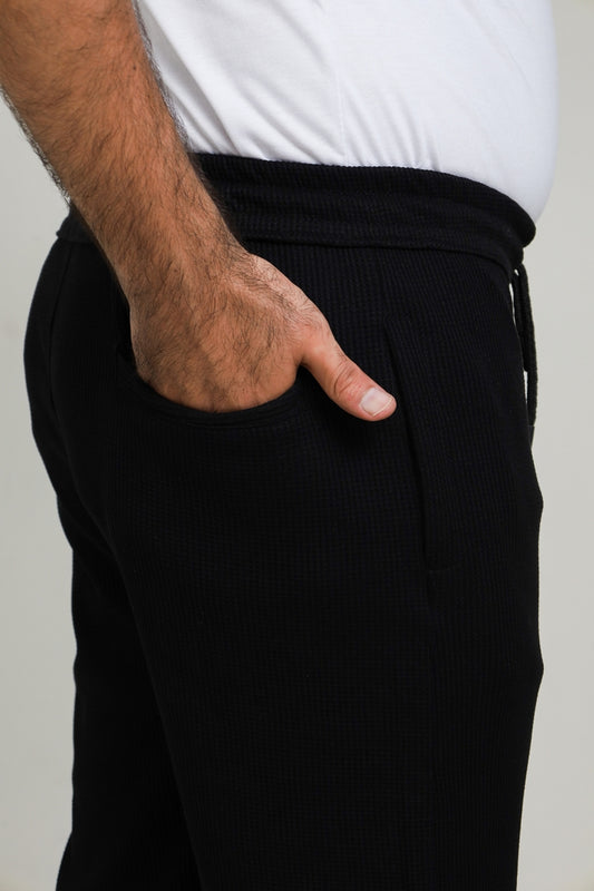 Button & Threads Men's Jet Black Jacquard Trousers - button & threads