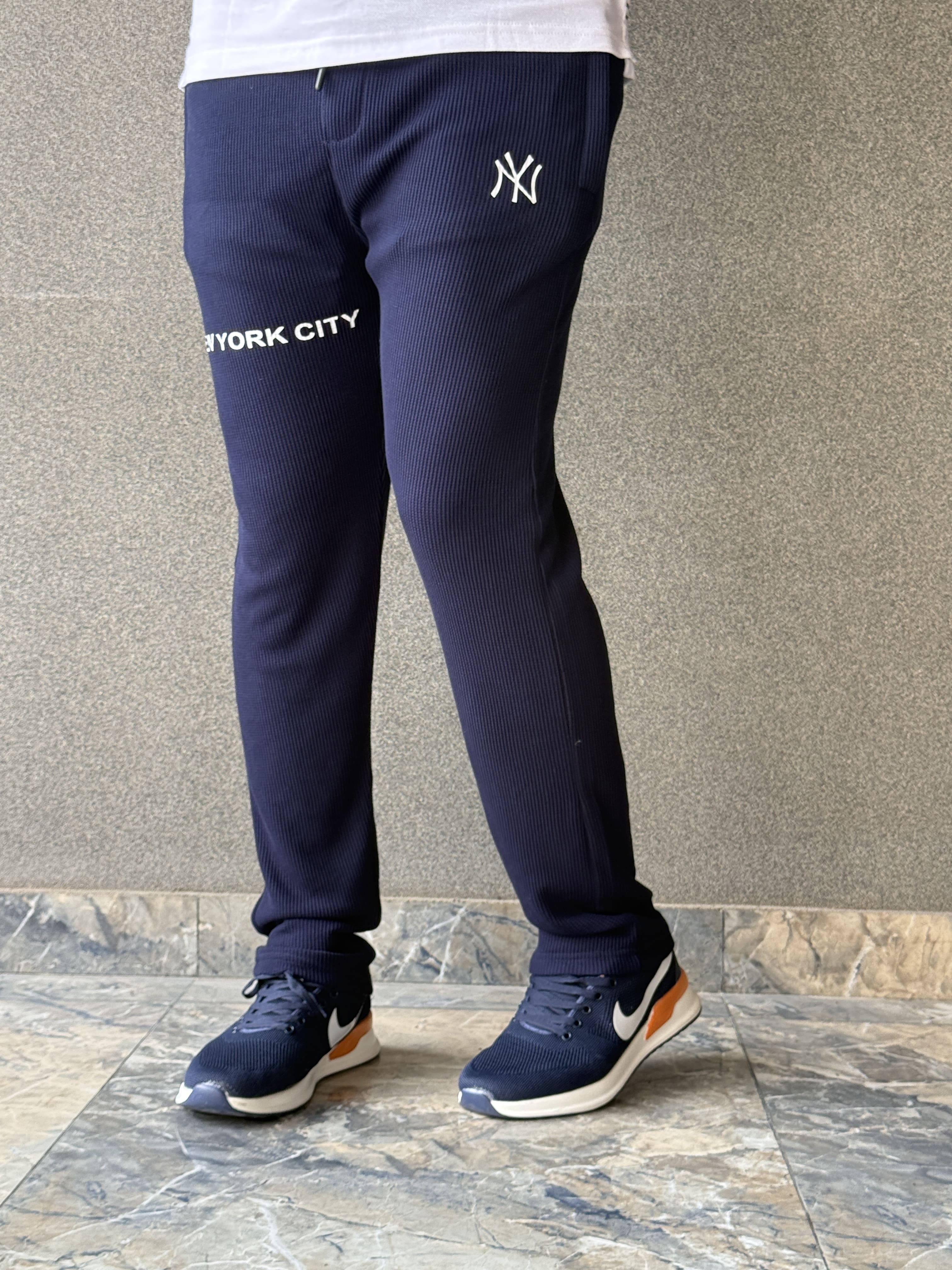 Men's Imported NY Navy Blue  Jacquard Trousers - button & threads