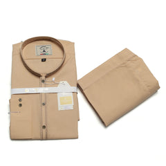 Men’s Embrioded Shalwar Qameez- Peach -BC1030 - button & threads