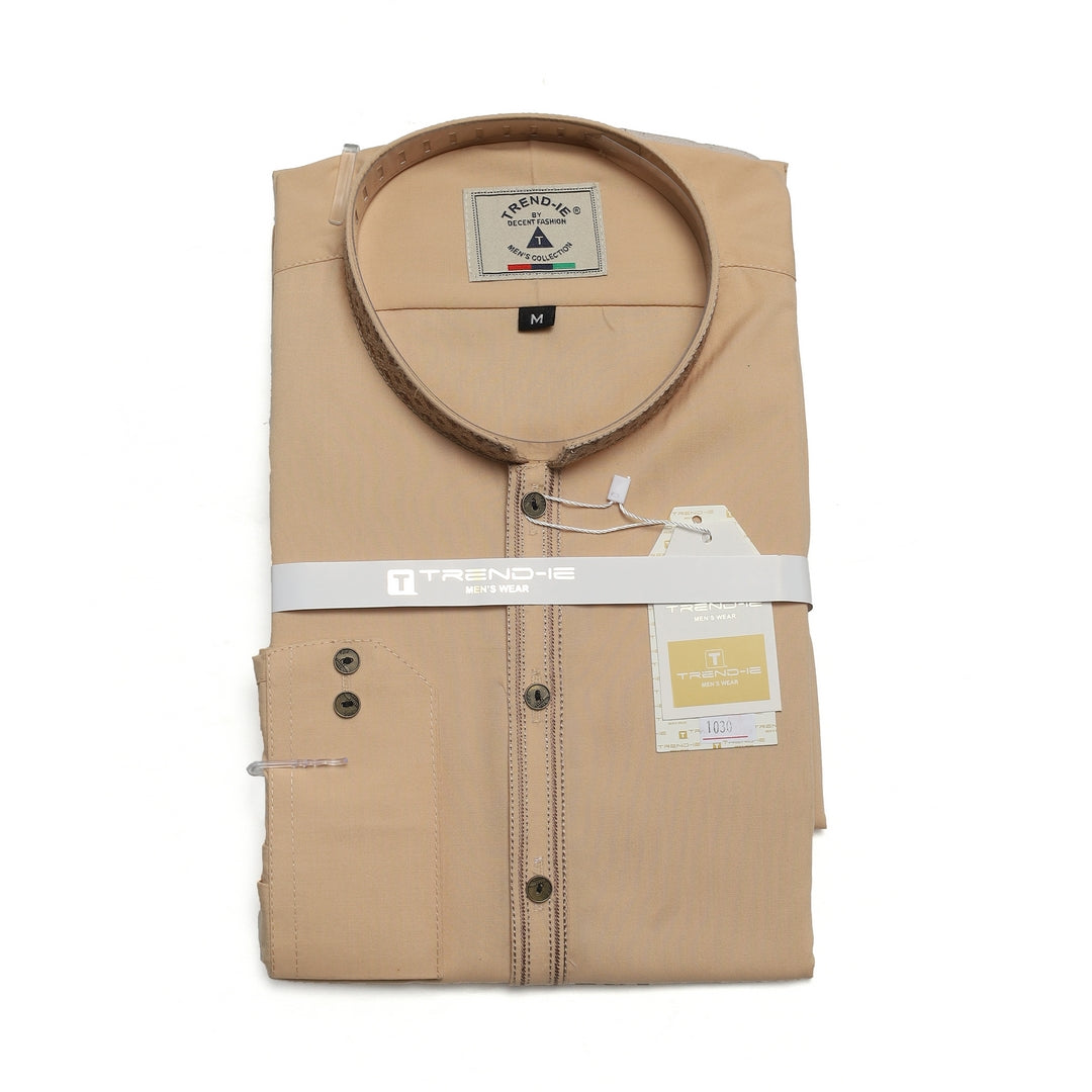 Men’s Embrioded Shalwar Qameez- Peach -BC1030 - button & threads