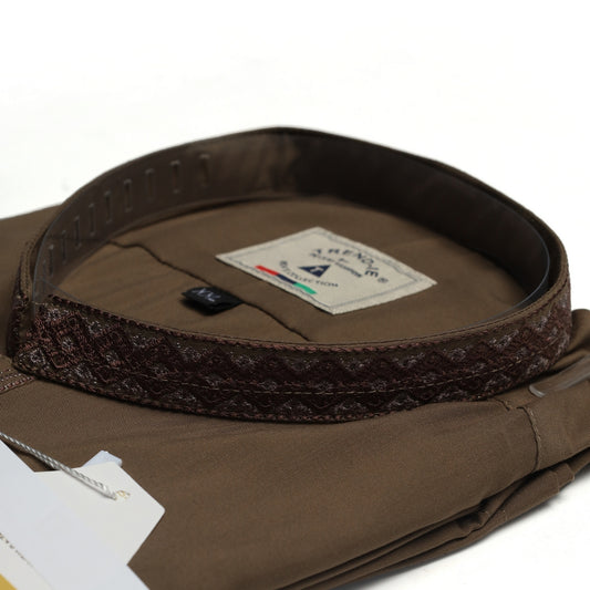 Men’s Embrioded Shalwar Qameez-Dark Brown-BC1027 - button & threads