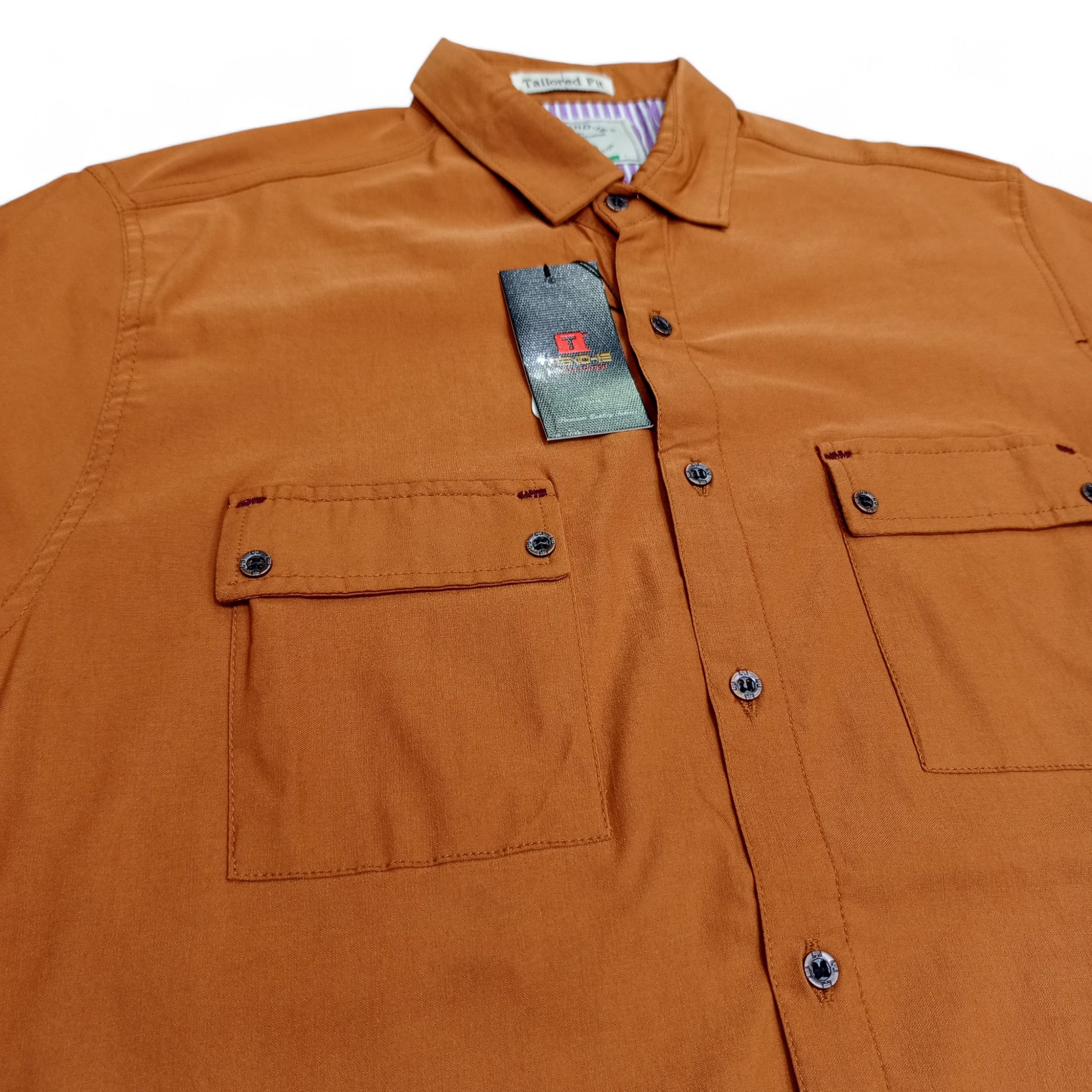 Men Stretchable Safari Suit-Khaki - button & threads