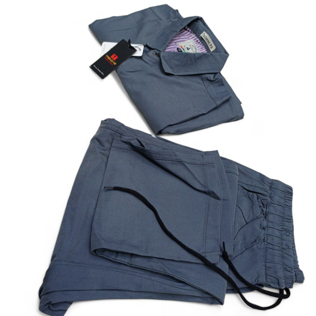 Men Stretchable Safari Suit-Dark Grey - button & threads
