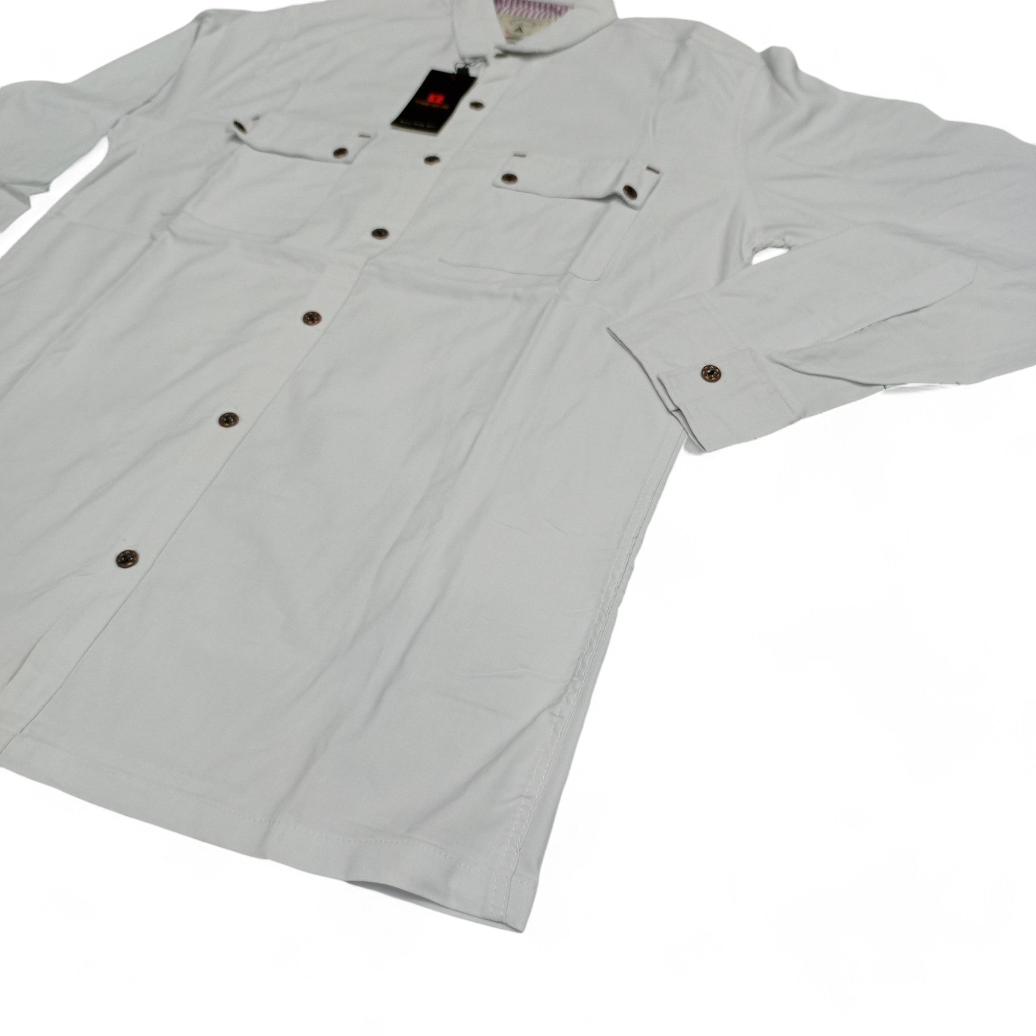 Men Stretchable Safari Suit-Jet White - button & threads