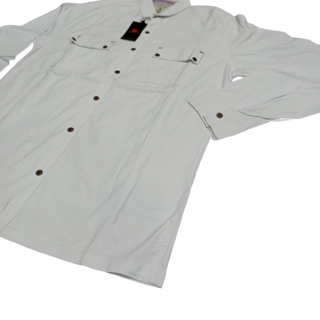 Men Stretchable Safari Suit-Jet White - button & threads