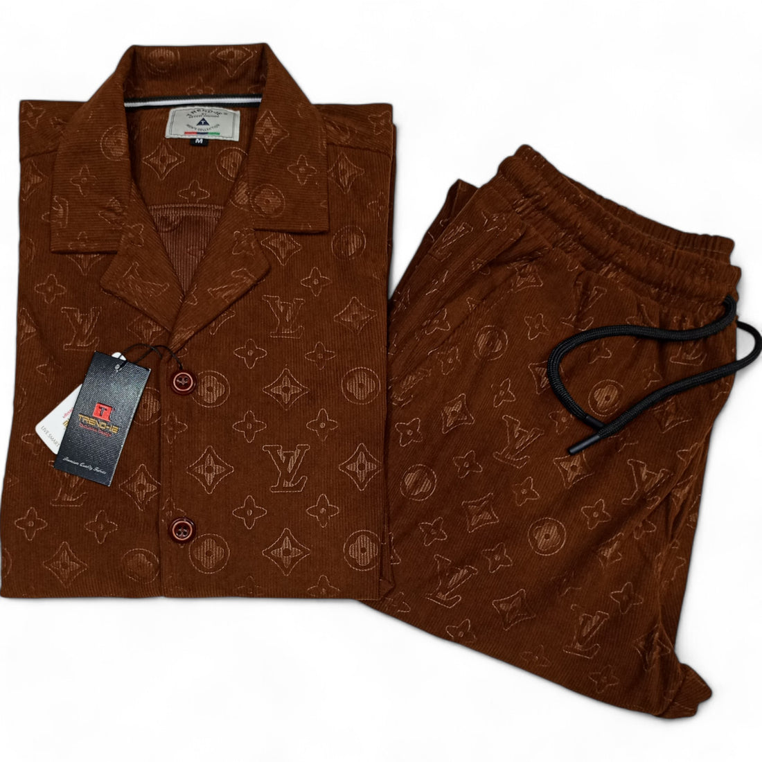 Men China Cotrai Safari Suit- Coffee Brown L-V - button & threads