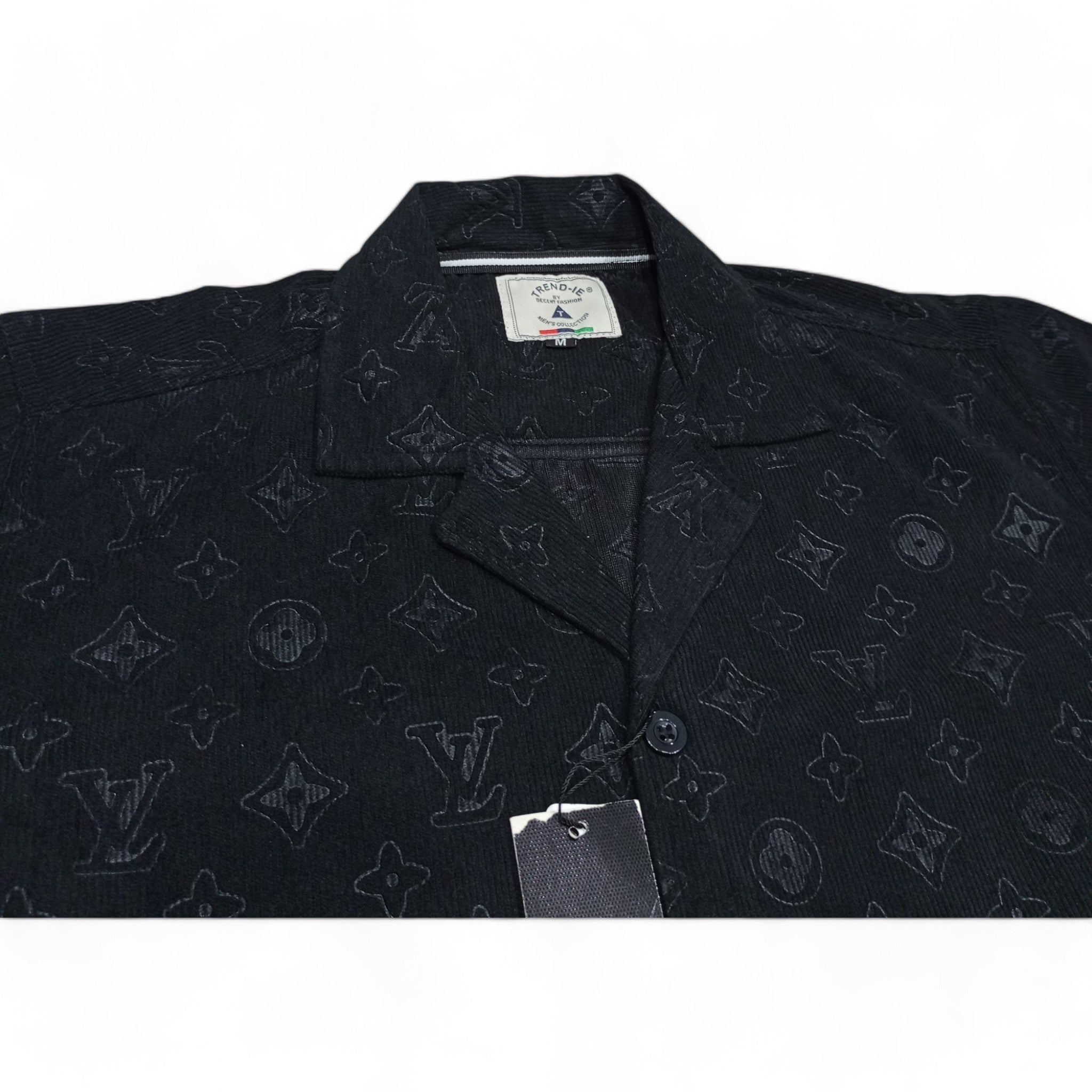 Men China Cotrai Safari Suit- Jet Black L-V - button & threads