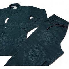 Men China Cotrai Safari Suit- Dark Olive Green -Ve-sachi - button & threads