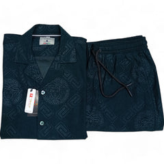 Men China Cotrai Safari Suit- Dark Olive Green -Ve-sachi - button & threads