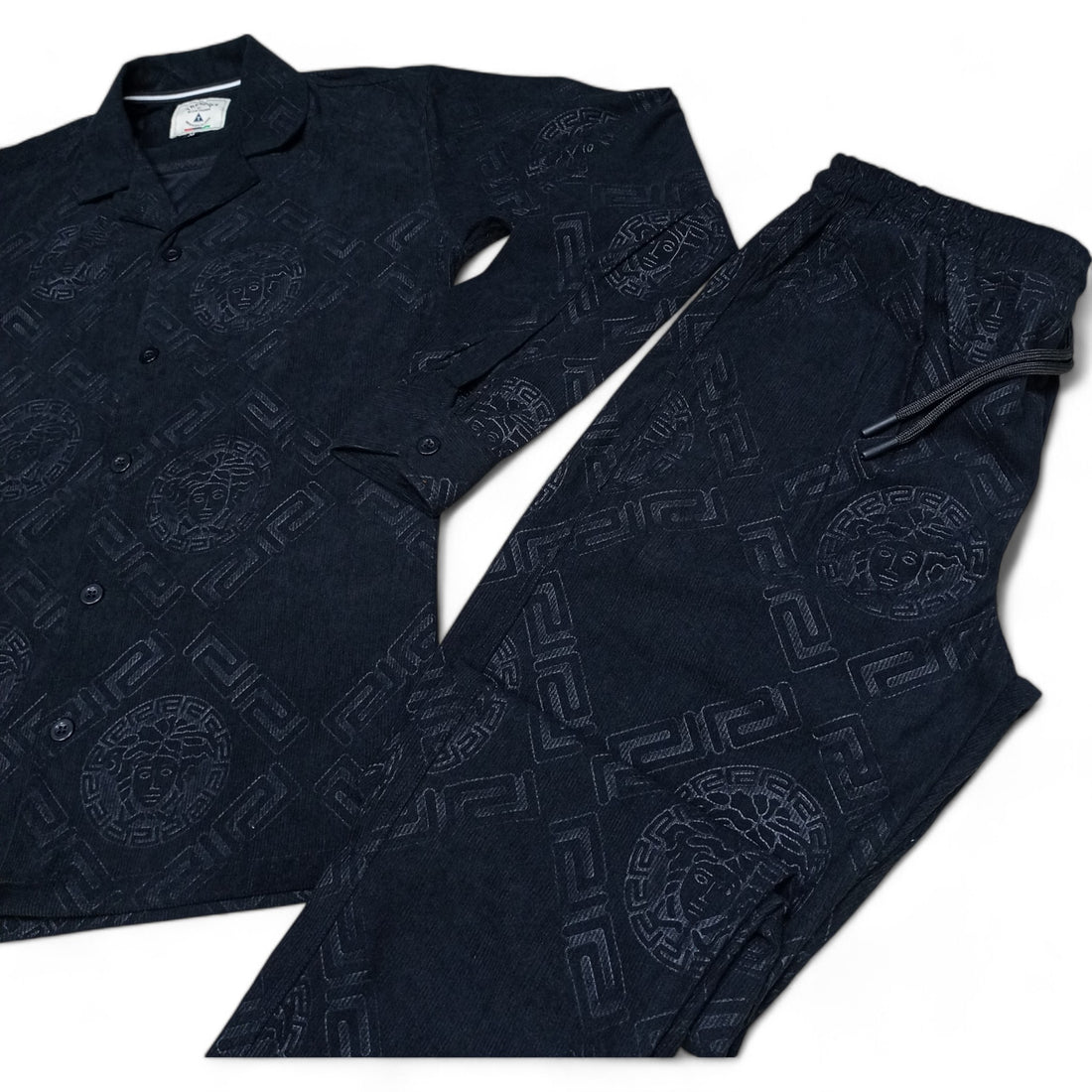 Men China Cotrai Safari Suit- Jet Black -Ve-sachi - button & threads