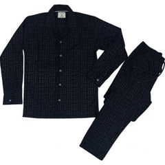 Men China Cotrai Safari Suit- Black -Pattren - button & threads