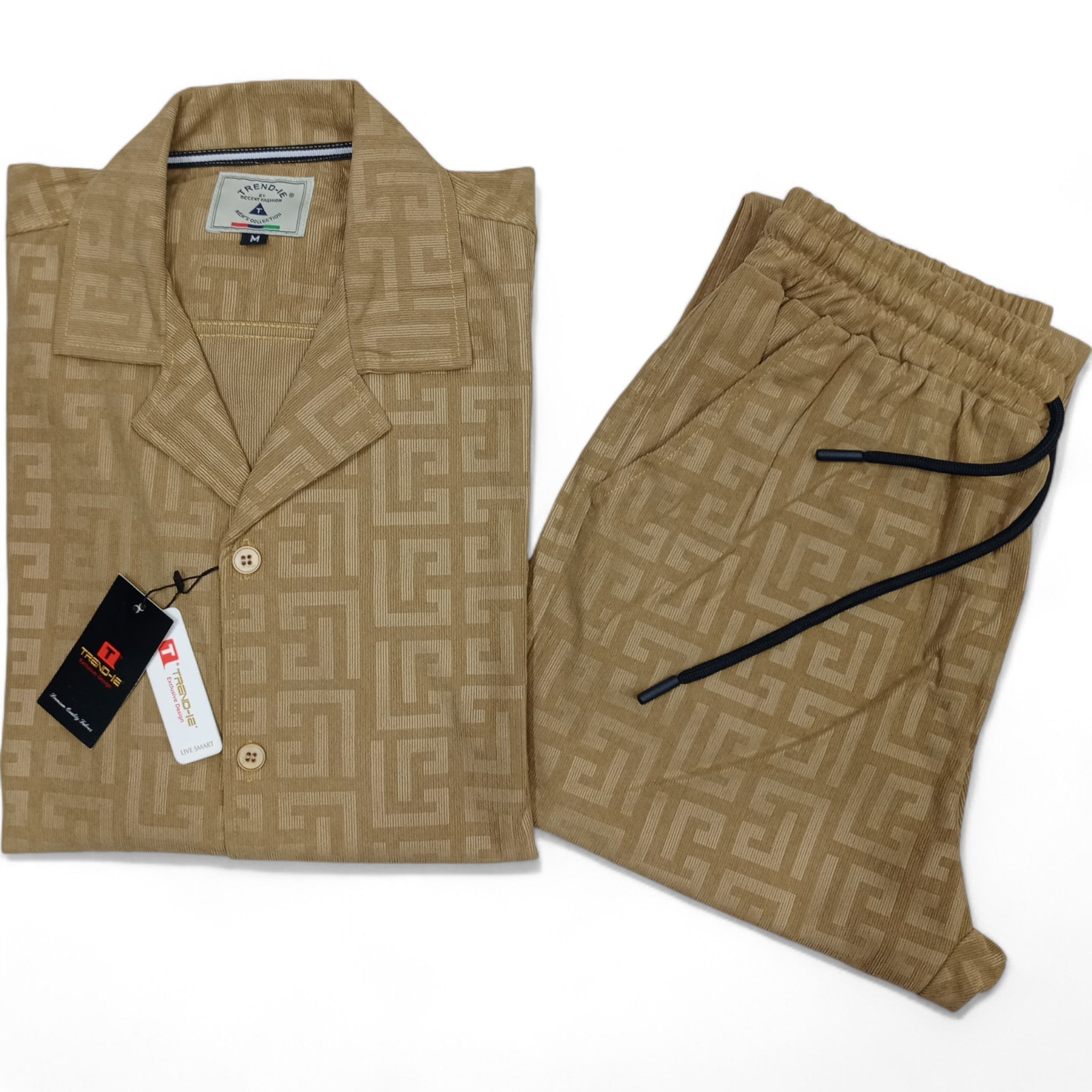 Men China Cotrai Safari Suit- Skin-Pattern - button & threads