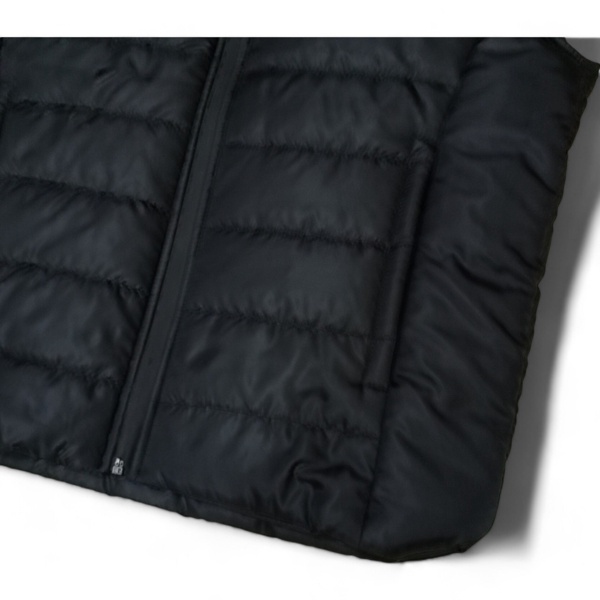 Button & Threads™ Unisex Sleeves Less Jet Black With Badge Puffer Jacket - button & threads